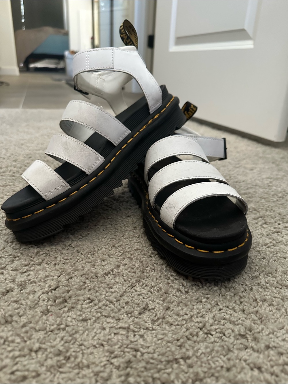 Dr. Martens White Multi-Strap Platform Sandals W8 Doc Martens